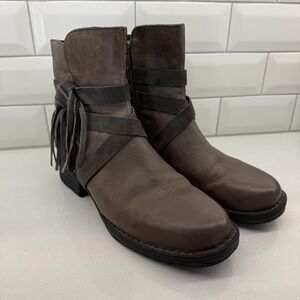 Born Perl Casual Ankle Boots Womens Size 9M Moon Asfalto Combo Gray Leather